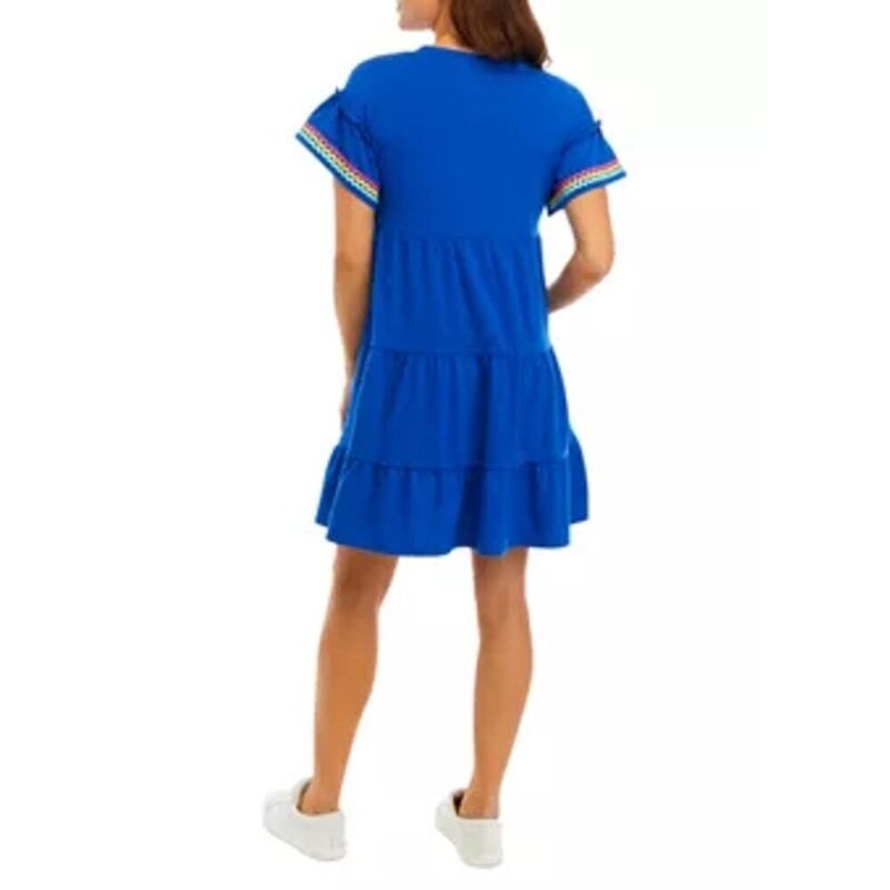 Crown & Ivy Women's Flutter Sleeve Tiered Dress Blue Womens Sz Med NWT/$60MSRP